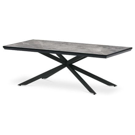 Autronic Konferenční stůl Stůl konferenční, deska slinutá keramika 120x60, šedý mramor, nohy černý kov (AHG-288 GREY)
